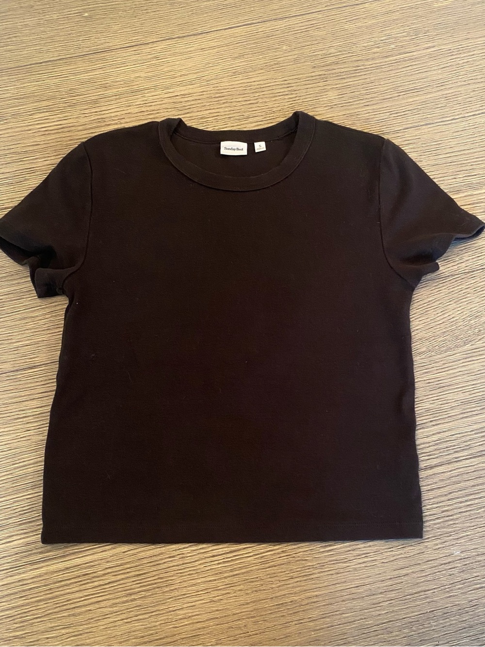 Aritzia Sunday Best Black Short Sleeve Crewneck Tee Cotton